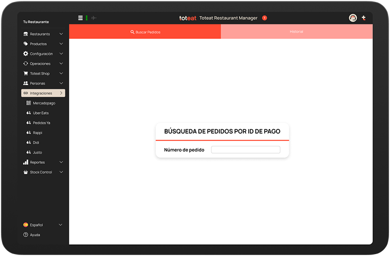 Tablet con TRM de Toteat